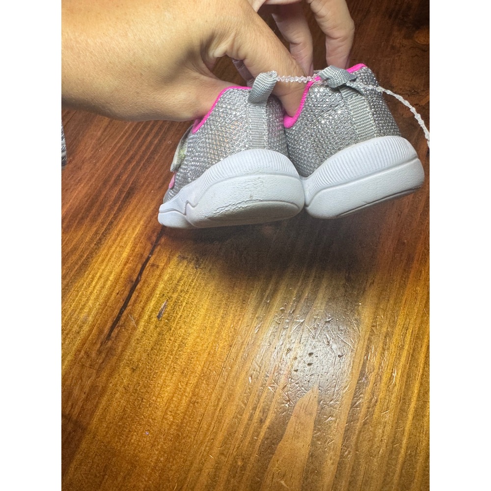 Skechers Girls Silver Pink Shimmer Sneakers SN 302885N Size 7 Toddler - Picture 4 of 6
